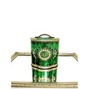 Murray Allen tin can, red / gold, England, Venice, Confections tin, handle